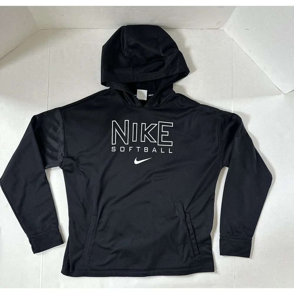 Nike Softball Therma-Fit Fleece Hoodie Pullover Black Size Kids Girls XL